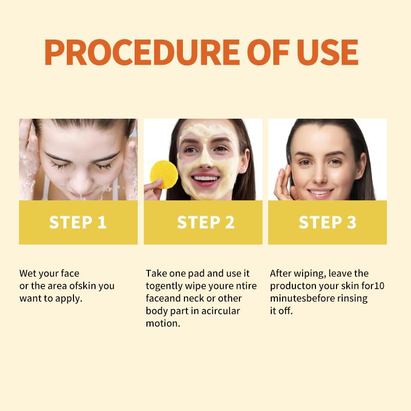 Mustio Turmeric Kojic Acid Cleansing Pads - Dark Spot Corrector & Exfoliating Face Pads 50pcs