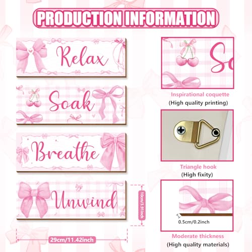 Pink Wall Decor Set with Inspirational Signs for Girls' Room - Riletese