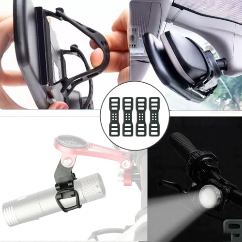 4-Pack Bike Silicone Band,Bicycle Handle Bars Elastic Strap Bandage,Mount Band Holder for Fixing Tail Light,Recorder
