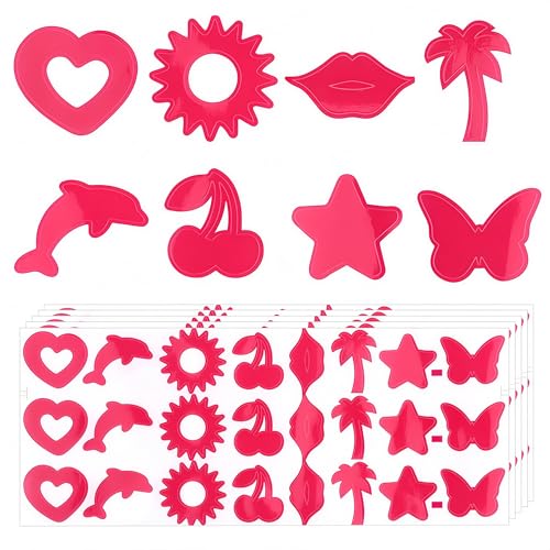 Lustrib 120PCS Tanning Sunbathing Stickers Body Decals Hot Pink Summer Beach