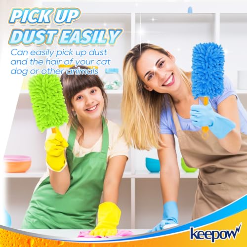 KEEPOW 4-Pack Microfiber Duster Refills for Swiffer – Washable & Reusable