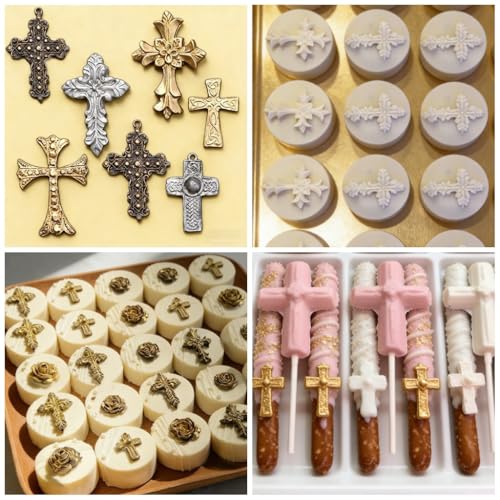 ELINKA Cross Silicone Mold Set - 2 Pack Fondant Cake Topper Tool