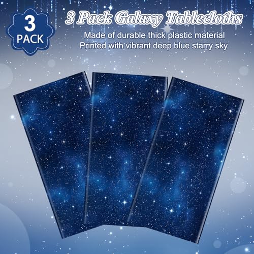 Galaxy Space Tablecloths - 3 Pack, 54 x 108 Inch Disposable Plastic