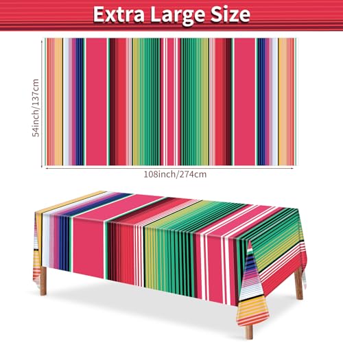 Mexican Serape Tablecloth - 54x108 Inch Striped Party Cover