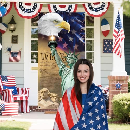 4th of July Door Cover Banner - Patriotic Memorial Day Decoration 71x35"