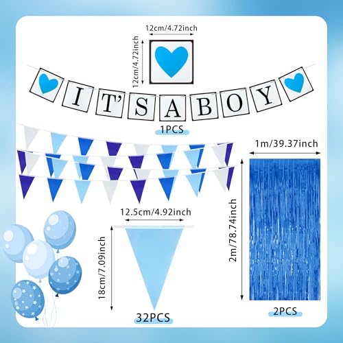 Blue Baby Shower Decorations Set - It's a Boy Banner & Bunting