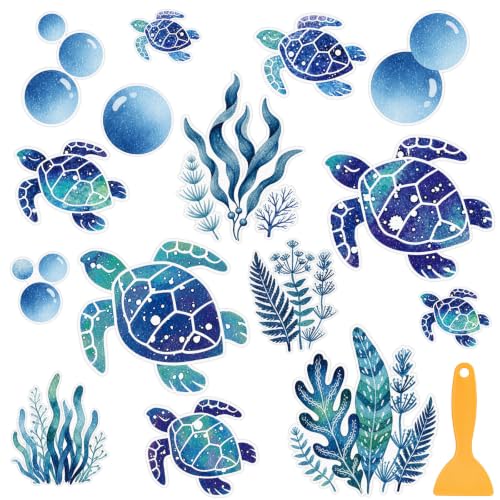 Fullhawl 15 Pcs Turtle Non-Slip Bathtub Stickers with Scraper - PEVA Rubber