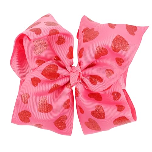 Doneace Valentine Glitter Heart Hair Bow Clip Large 8 Inch Alligator Barrette