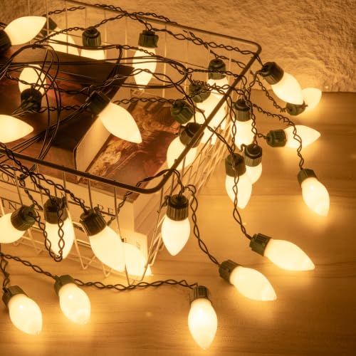 48FT Warm White Icicle Christmas Lights Outdoor 99 LED C9 Drops - Expandable