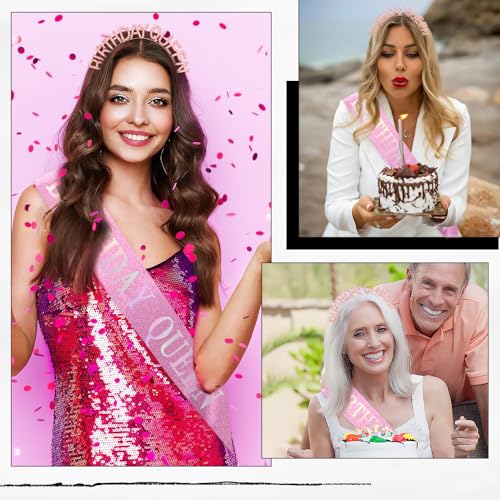 Birthday Queen Sash and Rhinestone Tiara Set for Women