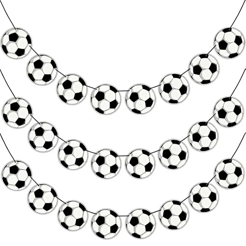 OHOME Black White Soccer Birthday Party Decorations - 24pcs Soccer Banner, Easy Hang, Reusable for World Cup 2026