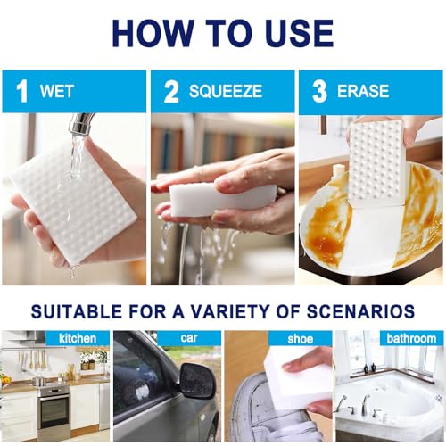 SmilePowo Magic Sponge Erasers - 10 Pack, 3X Thick Cleaning Sponges for Multi-Surface Use