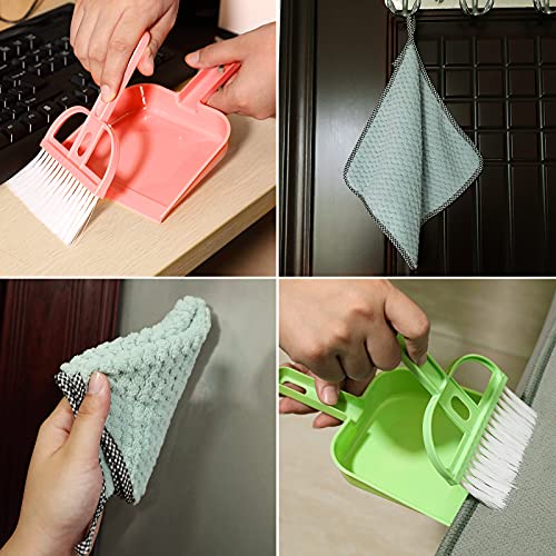 Lamoutor Mini Hand Broom and Dustpan Set, 3 Pack Small Cleaning Tool