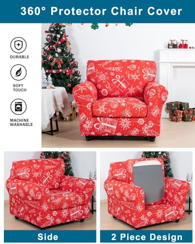 Christmas Armchair Chair Cover Small Size - Festive Slipcover for Living Room