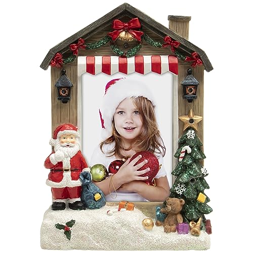 Light Up Santa Claus Christmas Resin Picture Frame - 4x6 Inches