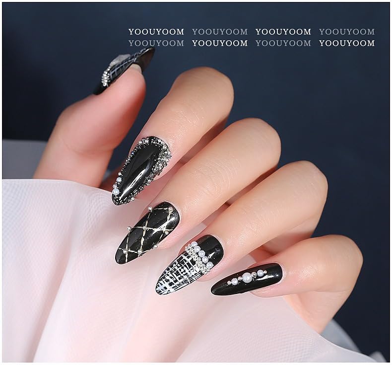 COOSLIM Nail Art Pearl and Metal Caviar Bead Kit with Adhesive Gel