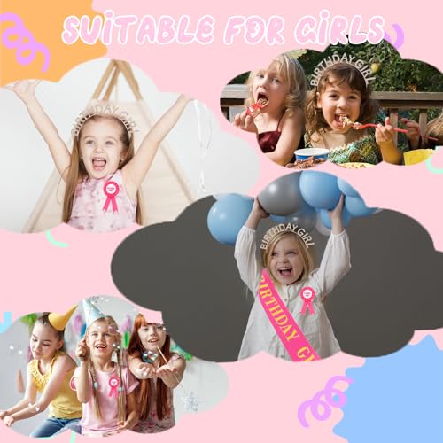 Chanaco Hot Pink Birthday Crown and Sash Set for Women & Girls