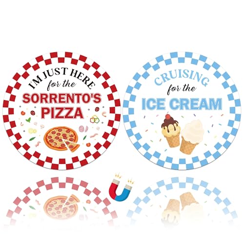 Funny Pizza & Ice Cream Cruise Door Magnets - 2PCS