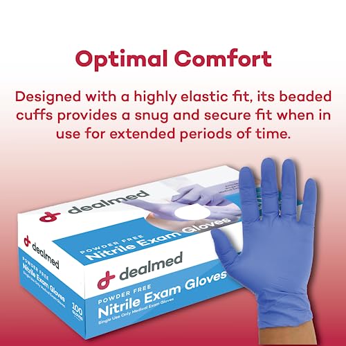 Dealmed Nitrile Exam Gloves - Latex Free, Medium, 100 Count