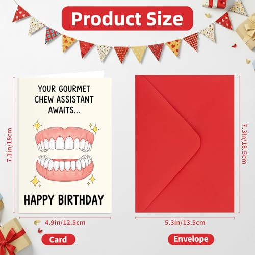 FunisFun Funny Birthday Card with Denture Design, 5x7 Humorous Greeting