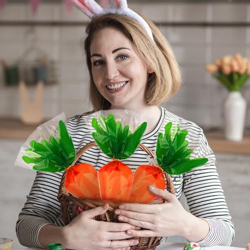 Easter Carrot Cone Cellophane Bags with Twist Ties 100 Pcs