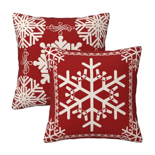 NIDITW Set of 2 Red Wine Snowflakes Throw Pillow Covers 18x18