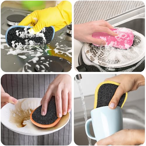 GLIMGLINT 12 Pack Multicolor Non-Scratch Microfiber Dish Sponges