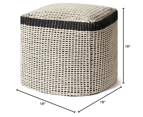 Loloi II LPF0040 Black/Ivory 18'' W x 18'' D x 18'' H Pouf