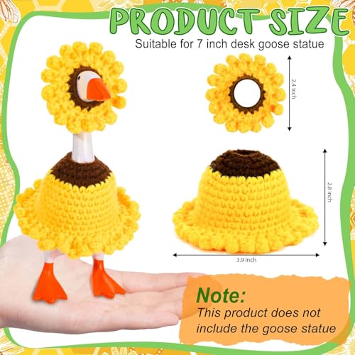 Sunflower Desk Goose Outfit - Handmade Crochet Clothes & Hat for 7" Goose Statues