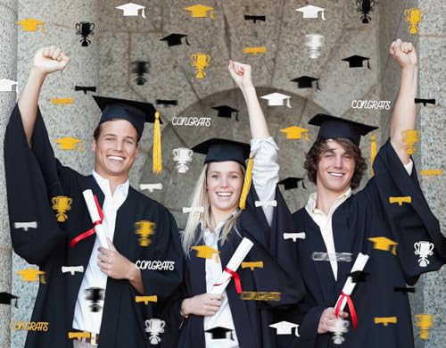 Graduation Confetti 2026 – 200PCS Black Gold Silver Table Decor
