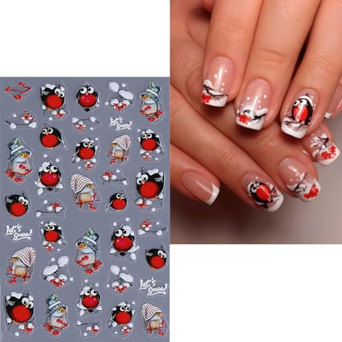 3D Bird Nail Art Stickers Self-Adhesive Winter Decals - 3 Pack