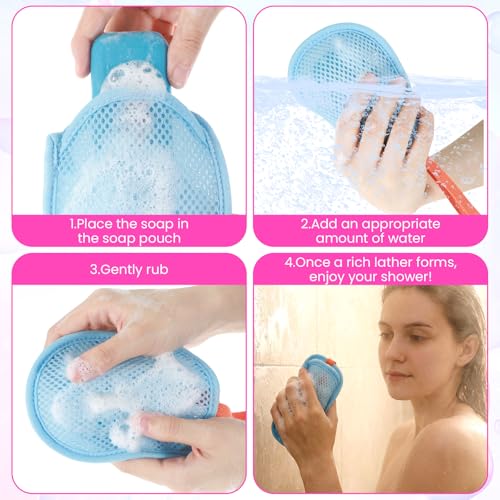 Mesh Exfoliating Soap Bag 4-Pack - Bar Soap Pouch and Scrubber
