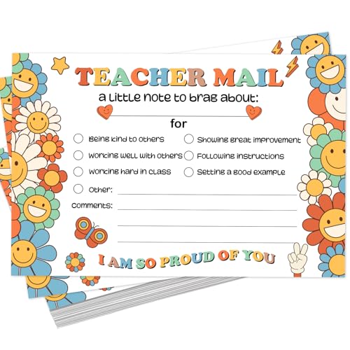 Groovy Teacher Mail Incentive Cards - 50 Pack for Elementary Students