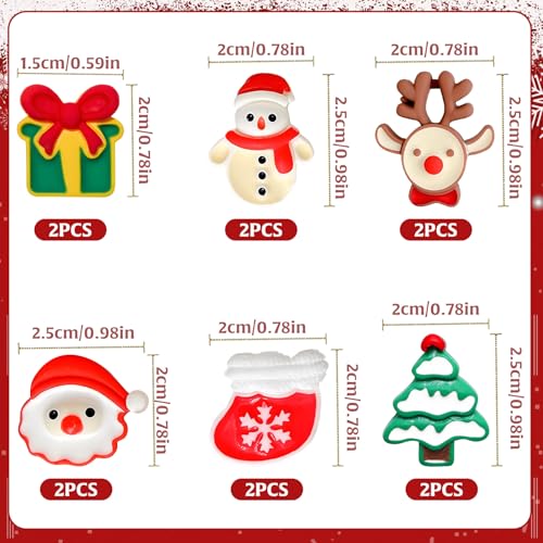 CANIPHA 12Pcs Christmas Hair Clips Mini Plush Holiday Hair Bows and Santa Hat Pins