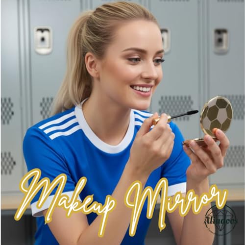 Gold Compact Makeup Mirror - 2X Magnifying Travel Mirror for Soccer Fans