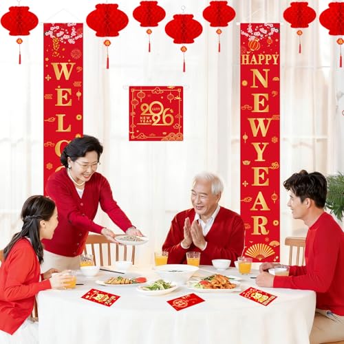 53-Piece Lunar New Year Decorations Set 2026 - Chinese Couplets & Lanterns