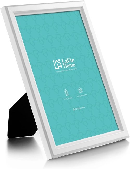 LaVie Home 5x7 Picture Frames - Set of 12 White Frames with High Definition Glass for Wall & Table Display