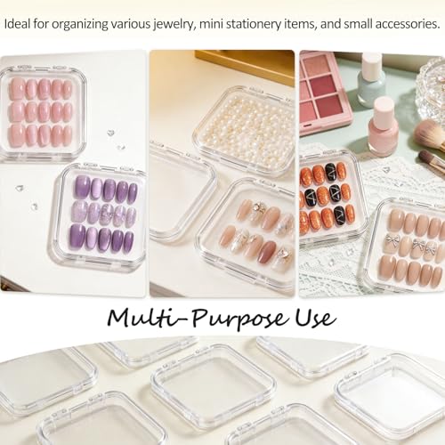 13-Piece Clear Press-On Nail Storage Boxes with 30 Adhesive Tapes