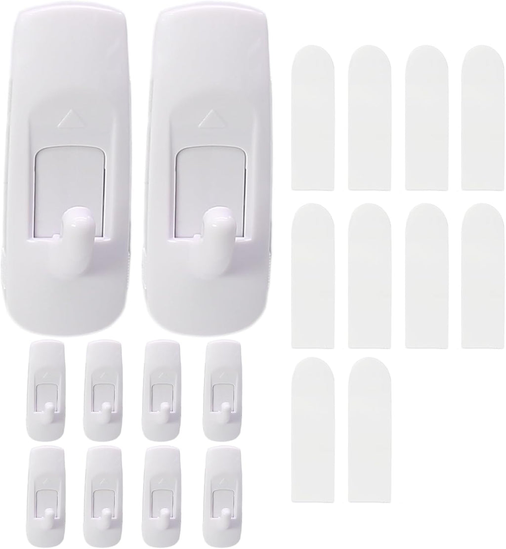 Skiennix Large Utility Hooks - 10 Pack Heavy Duty Adhesive Wall Hooks | Damage-Free Hanging, 4 lb Capacity
