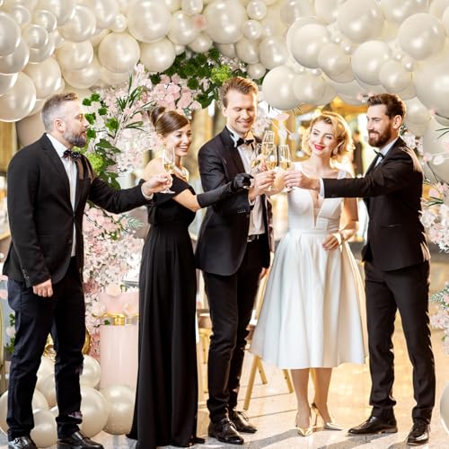 50pcs 12-Inch Double-Stuffed Pearl White Balloons for Party Decorations