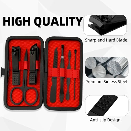 7-Piece Stainless Steel Manicure and Pedicure Kit Travel Nail Clipper Set