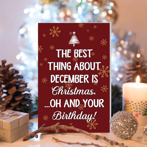 Funny December Birthday Card for Men & Women - Christmas Humor