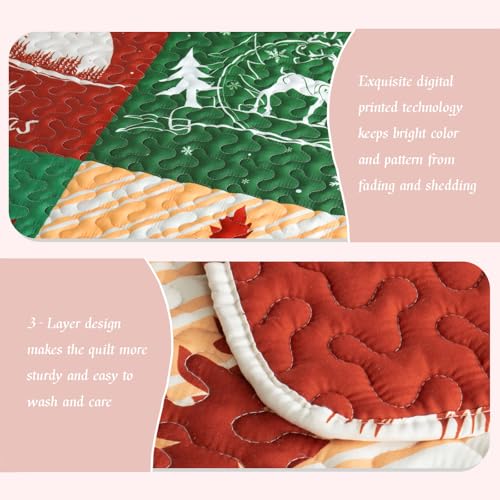 Happy Christmas California King Size Quilt Set - Extra Soft Floral Bedspread