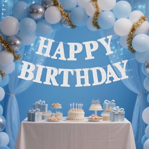 Personalized Glitter Happy Birthday Banner - DIY Garland with Ribbon