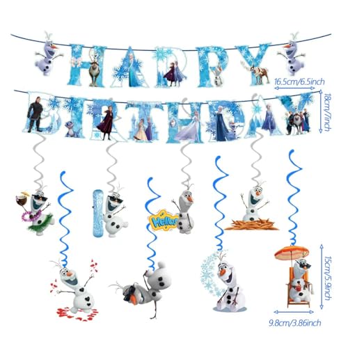 Frozen Happy Birthday Banner with 6 Decorative Pendants