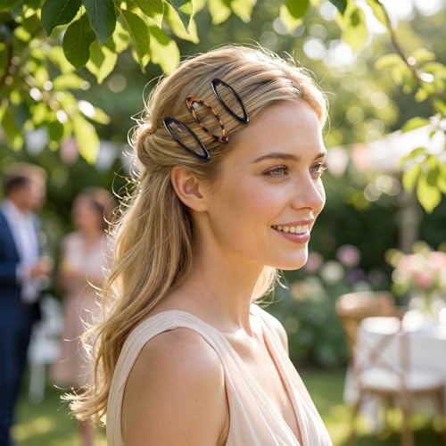 8 Pcs Enamel Metal Hair Barrettes Snap Clips Non-Slip Hairpins