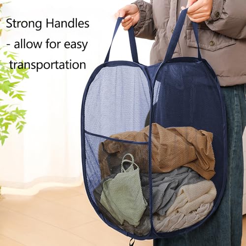 Navy Foldable Mesh Pop Up Laundry Hamper - 2 Pack for Easy Storage