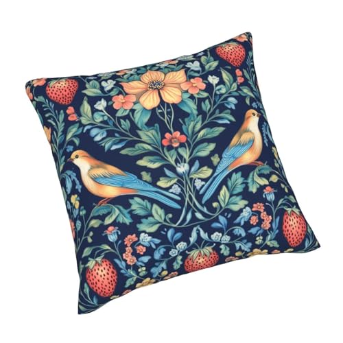 Chinoiserie Blue Bird Throw Pillow Covers - 18x18 Inch, Set of 2