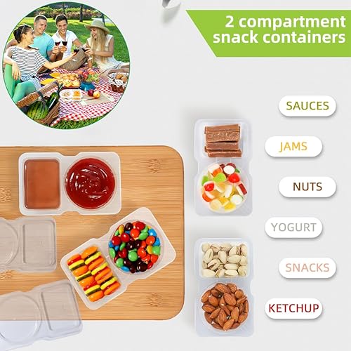 20-Pack Reusable Dual-Compartment Snack Containers with Leakproof Lids