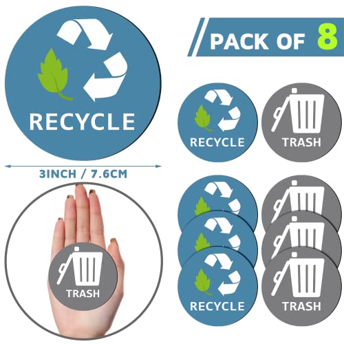 Chinco 8 Pcs Trash and Recycling Magnets for Cans - 3 Inch